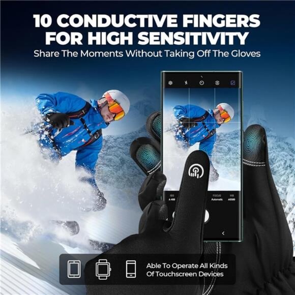 Winter Gloves Men Women Waterproof Snow Ski Gloves Touchscreen Thermal Cold - Picture 3 of 7